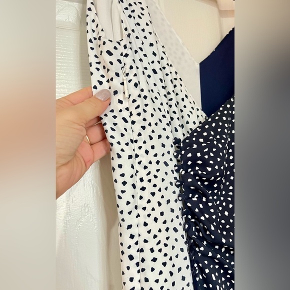 MNG Mango Summer Midi Wrap Blue and White Dress Polla Dot Print Size XXS - Picture 5 of 7
